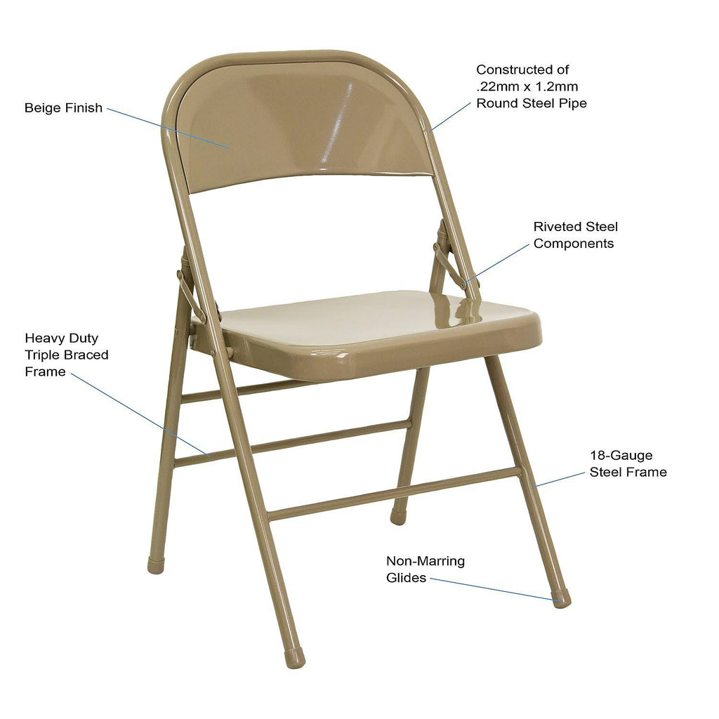 Beige Metal Folding Chairs K166