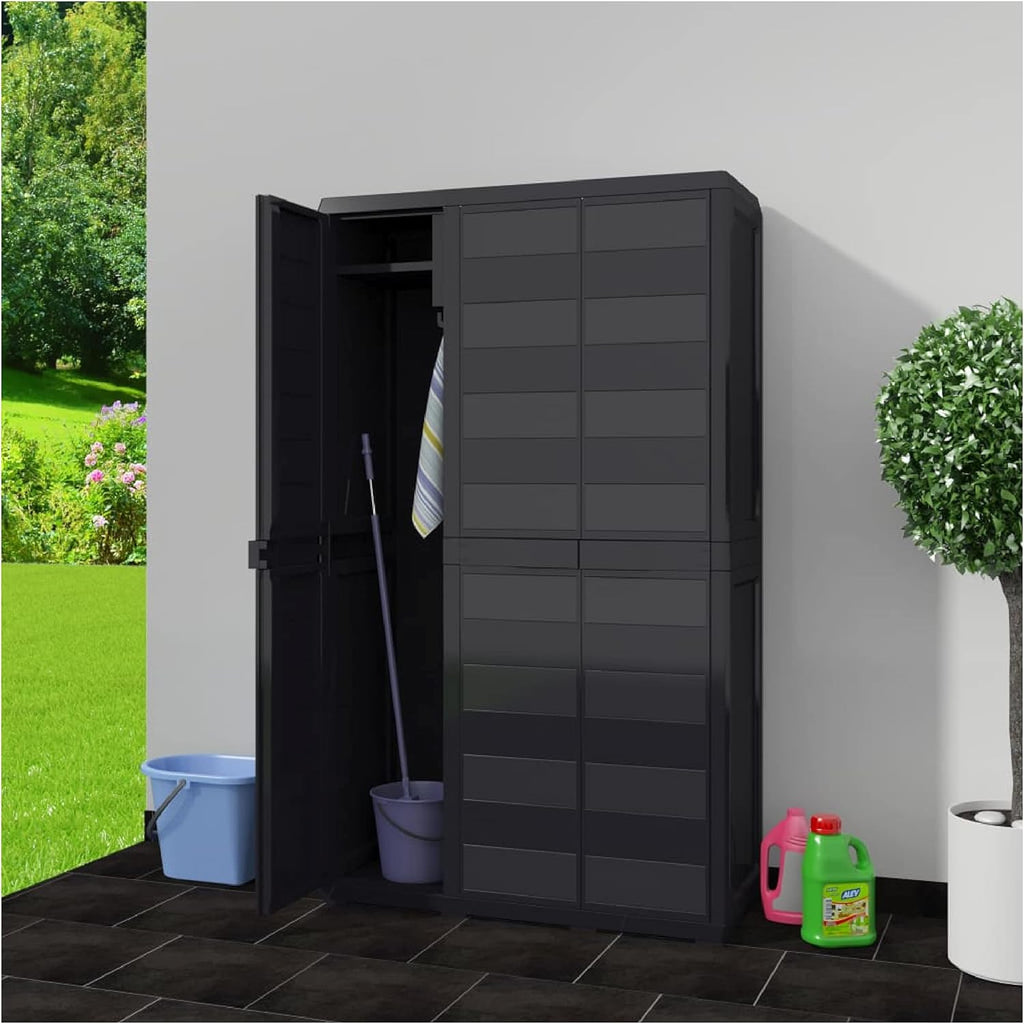 Black Garden Storage Cabinet with 4 Shelves R36848
