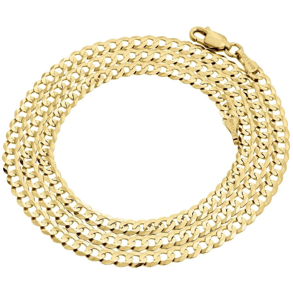 10K Yellow Gold Cuban Link Chain Necklace, 22 Inches E291