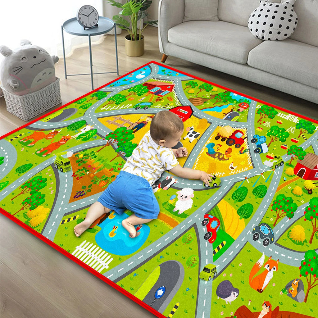 Farm Rug Play Mat with 4 Toy Cars W691303