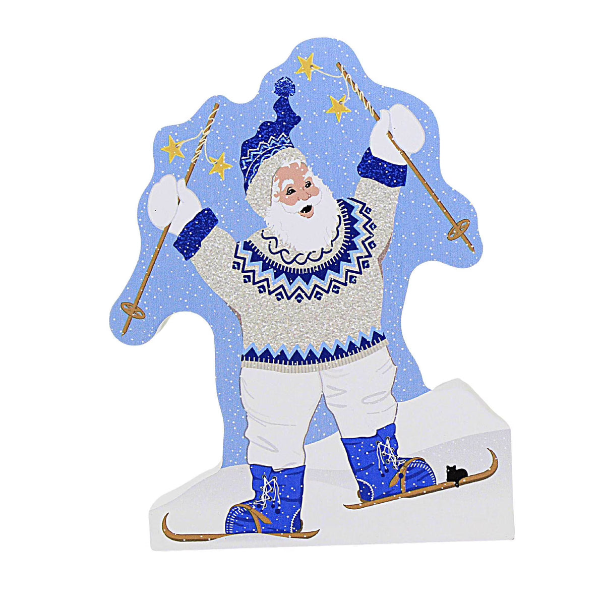 Skiing Santa Wood Figurine 5.75 Inch F356165