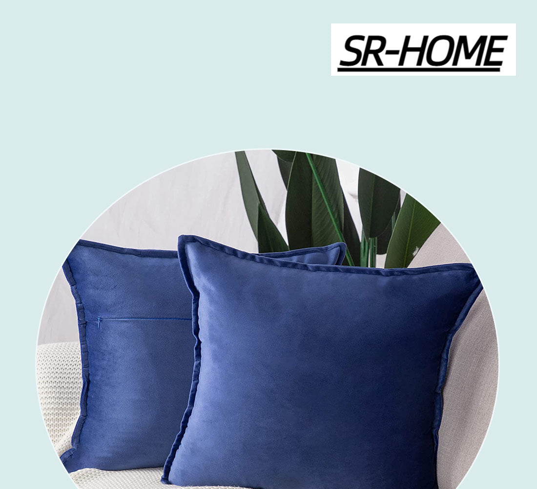 Set of 2 Velvet Decorative Throw Pillow Covers Square with Fringe Cushion Case J788