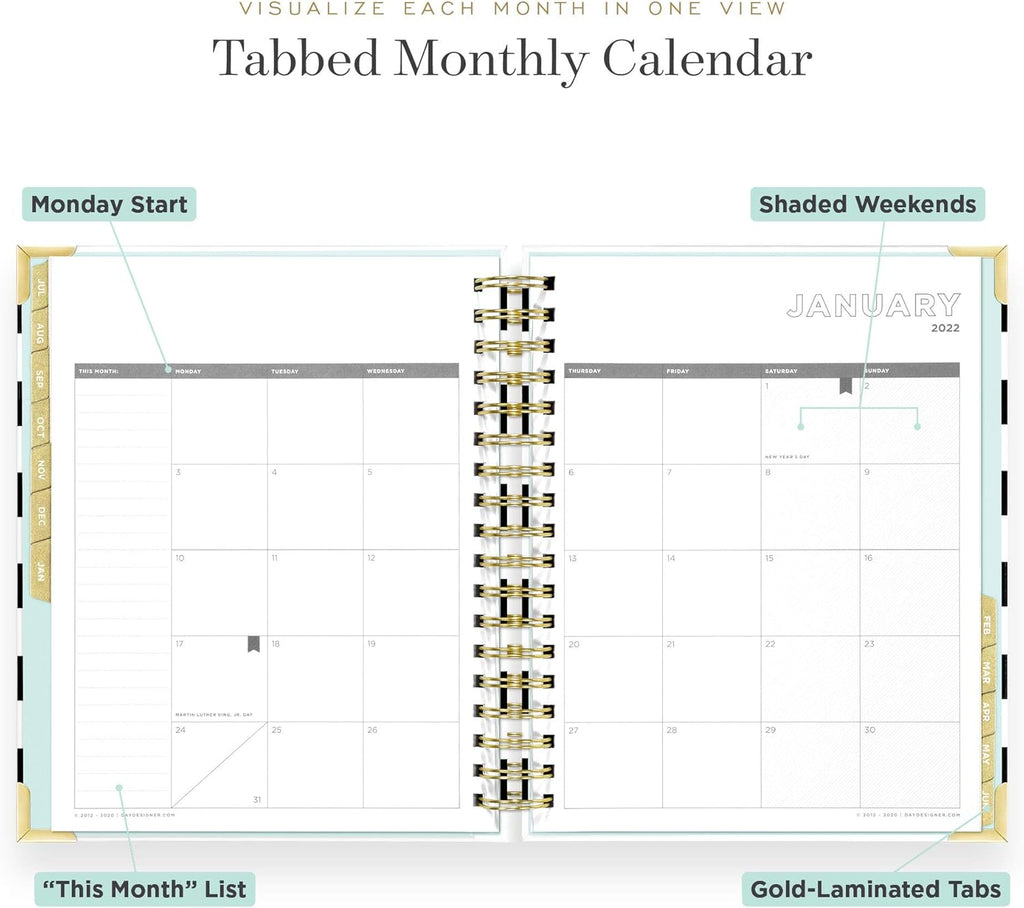 Black Stripe Spiral Bound Daily Planner A8152