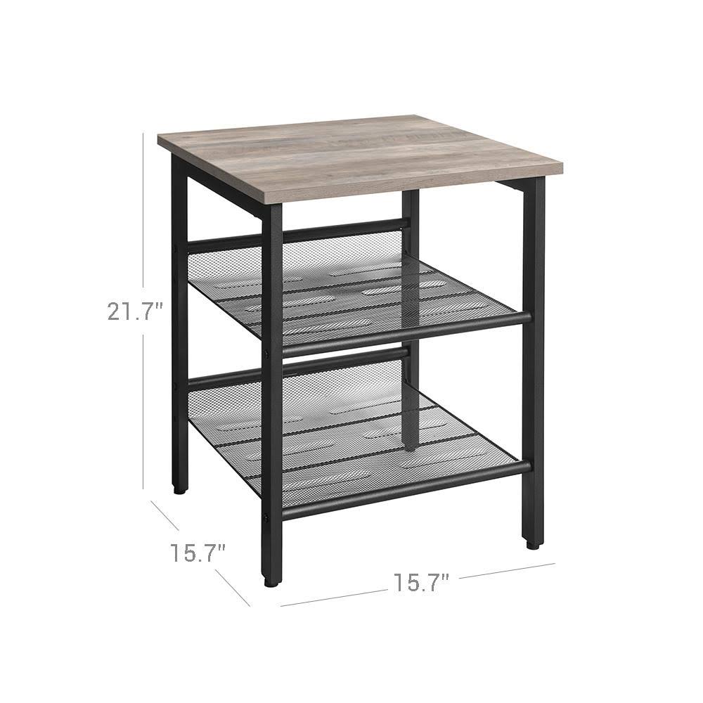 Set of 2 Greige Side Tables with Adjustable Shelves E718005