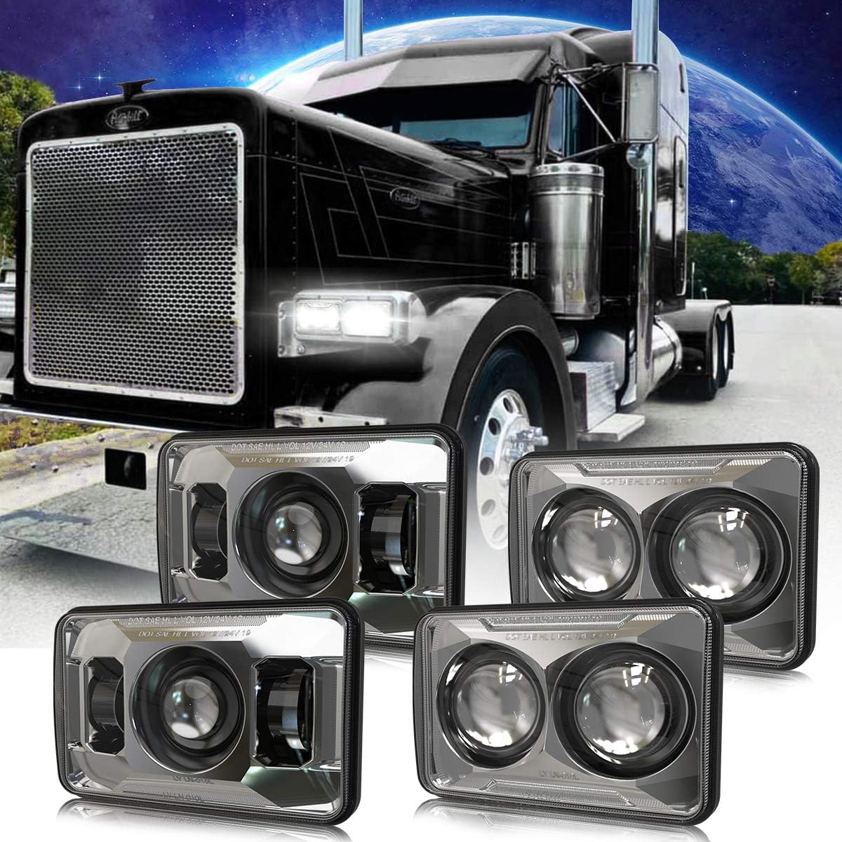 4x6 Inch LED Headlights 60W Chrome 4PCS Y872