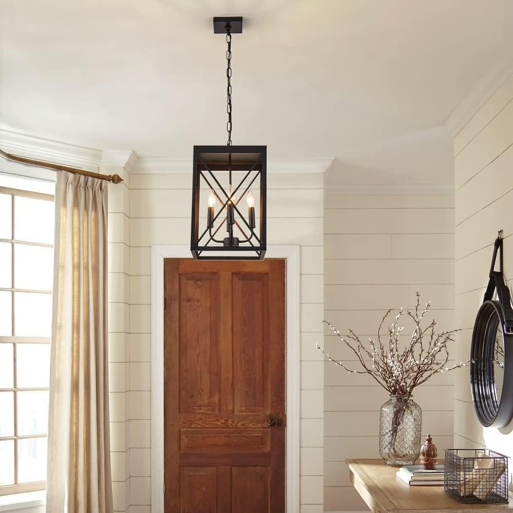 Black 4 Lights Cage Chandelier I121834