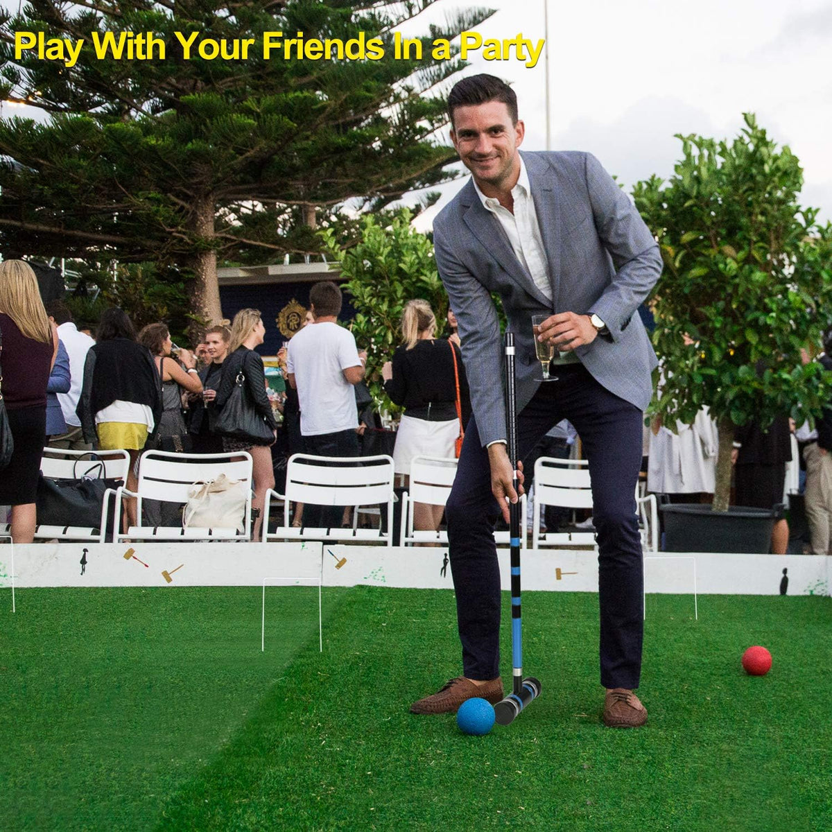 Premium Croquet Set with Carrying Bag, 35 Inch U71435