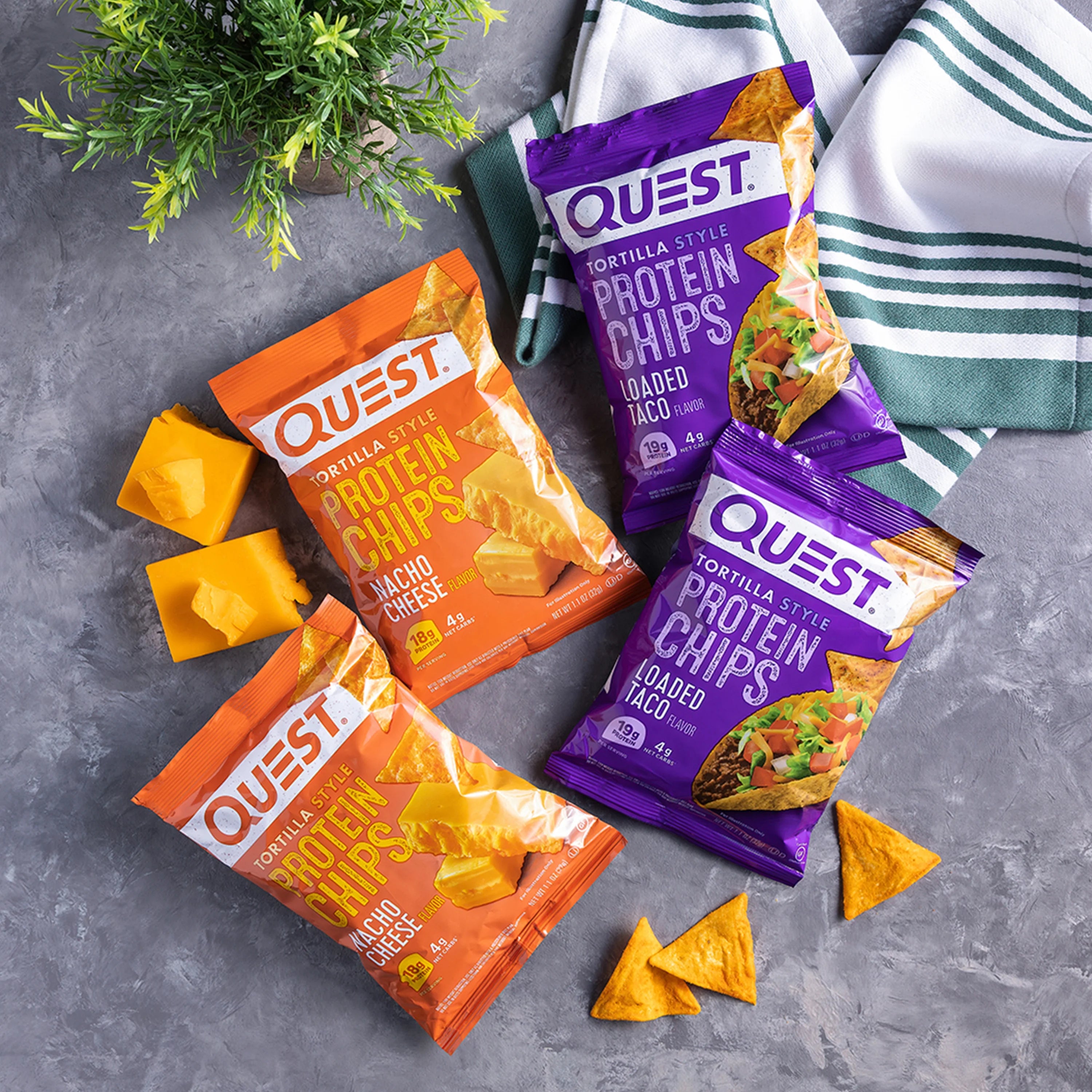Nacho Cheese and Loaded Taco Tortilla Style Protein Chips Variety Pack, 12 Count C19111