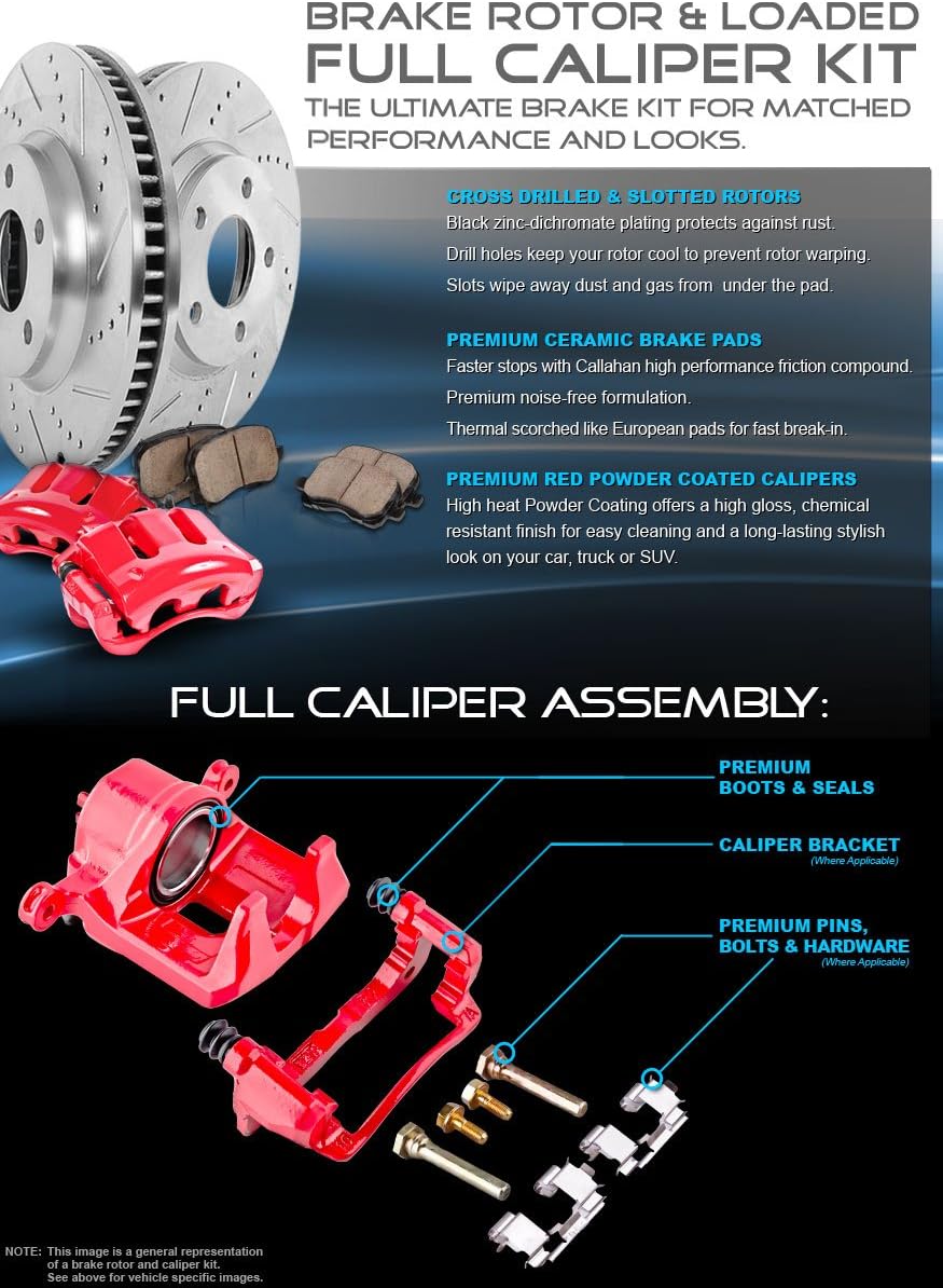Red Powder Coated Caliper Assembly Set Kit P526103