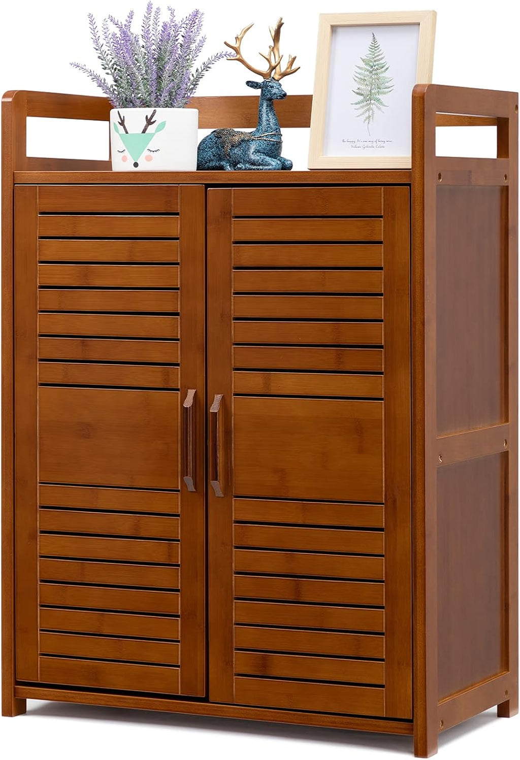 Bamboo 2 Door Storage Cabinet, Antique Brown V518705