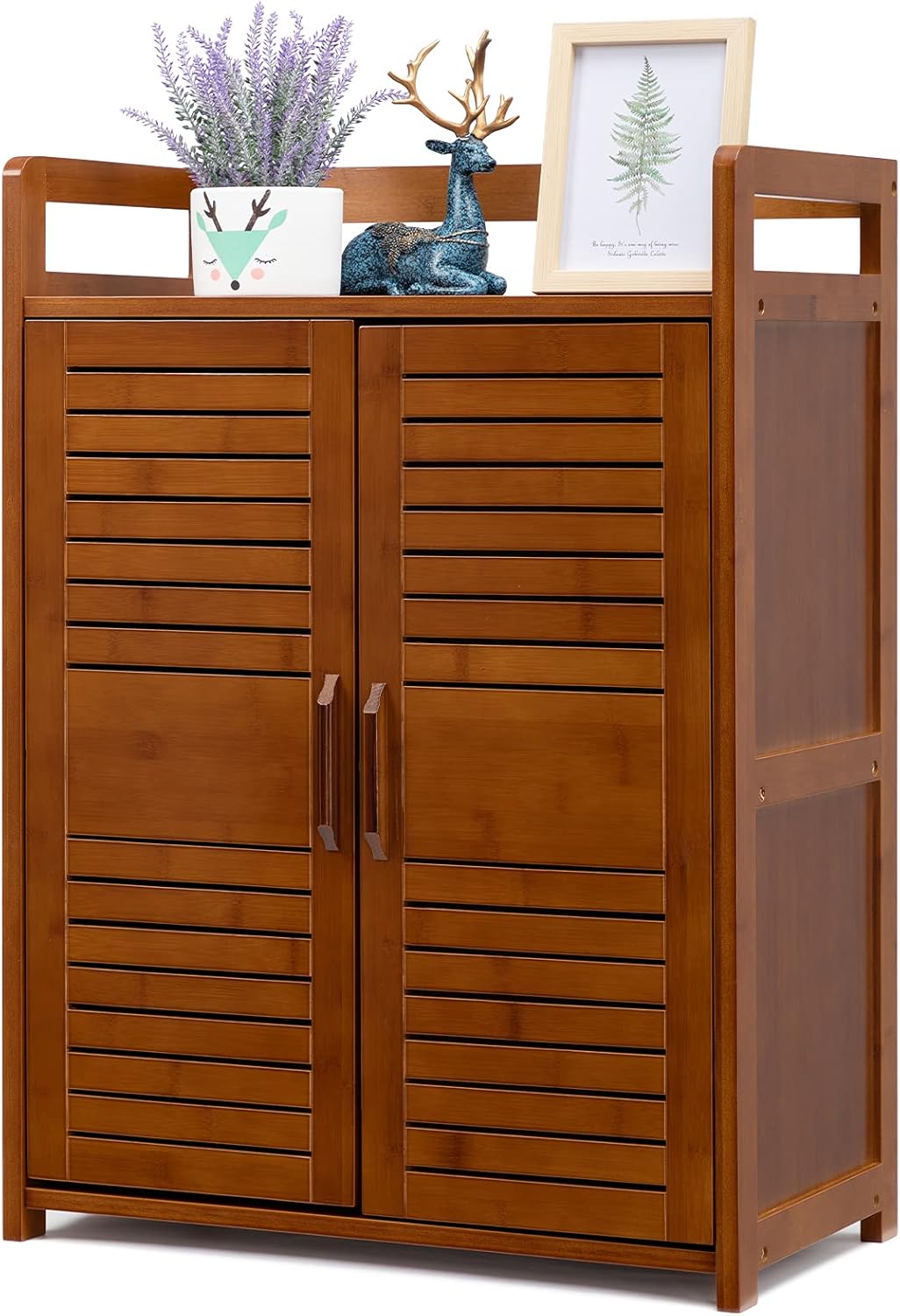 Bamboo 2 Door Storage Cabinet, Antique Brown V518705