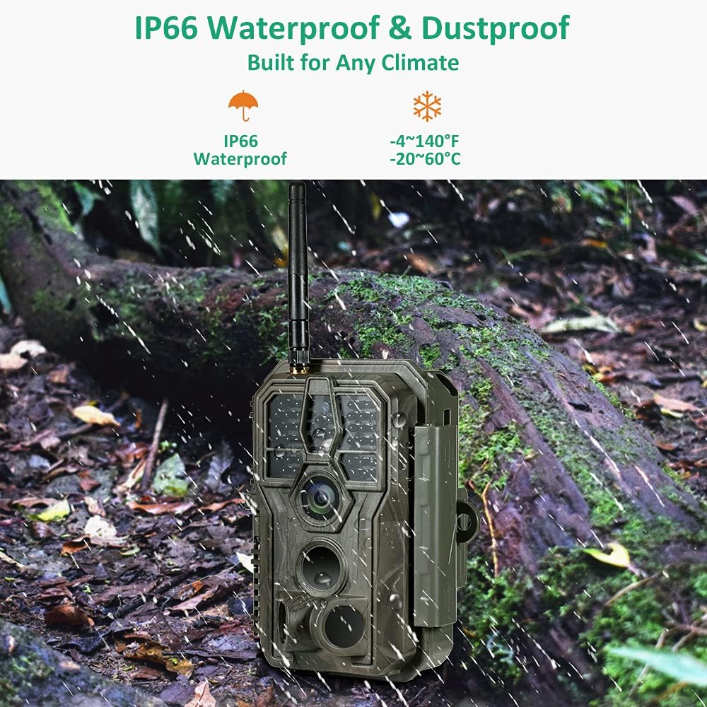 Trail Camera Wi-Fi 32MP 1296P Night Vision IP66 Waterproof Z672437