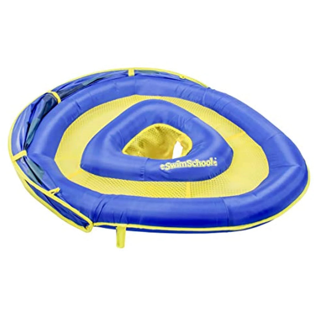 Blue/Yellow Baby Pool Float with Canopy and Safety Seat F442