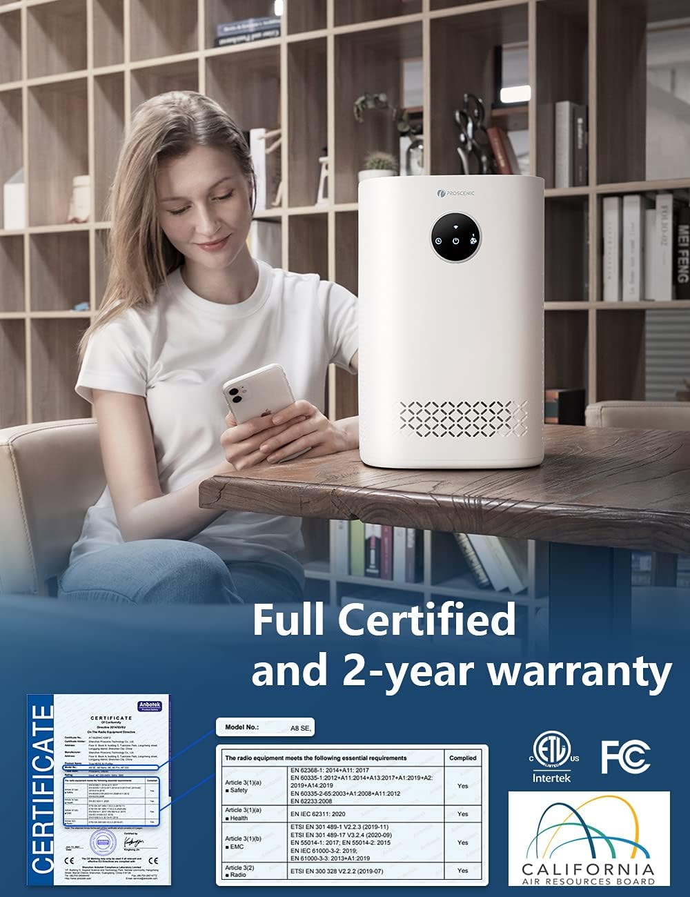A8 SE Air Purifier, H13 True HEPA Filter, CADR 200 m³/h, App Control, 28 dB O305969