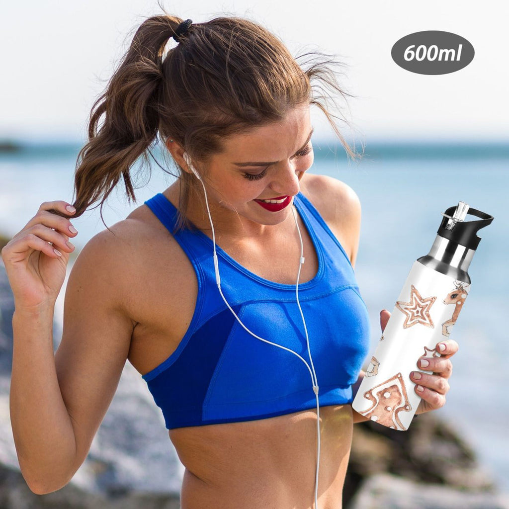 Stainless Steel Insulated Thermos Flask with Straw Lid Q29644