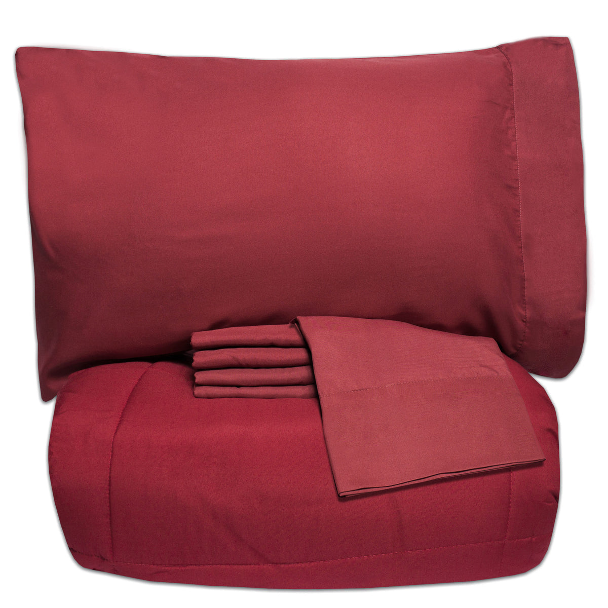 5 Piece Down Alternative Comforter & Sheet Set, Twin Extra-Long, Burgundy M443