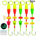5pcs Catfish Rigs Fishing Tackle with Floats, Rattler Beads, Snap Hooks P866