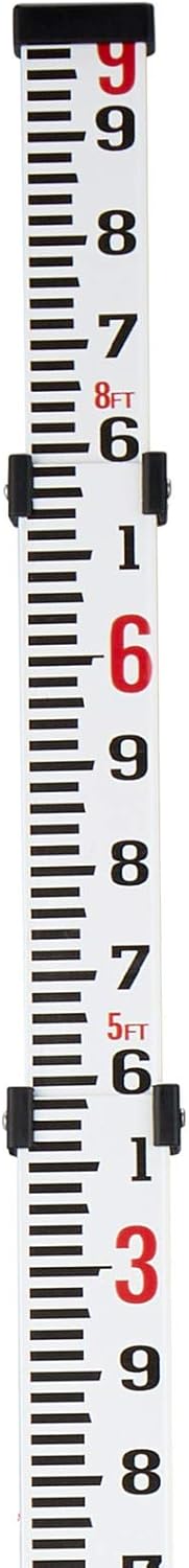 9-Foot Aluminum Grade Rod, 3 Sections Telescopic with Bubble Level, Pack of 2 S28115