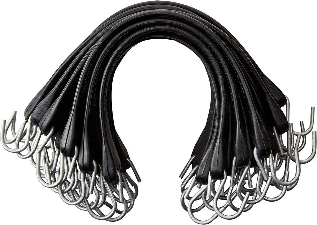 21" Rubber Bungee Cords with Hooks, Pack of 25 J380599