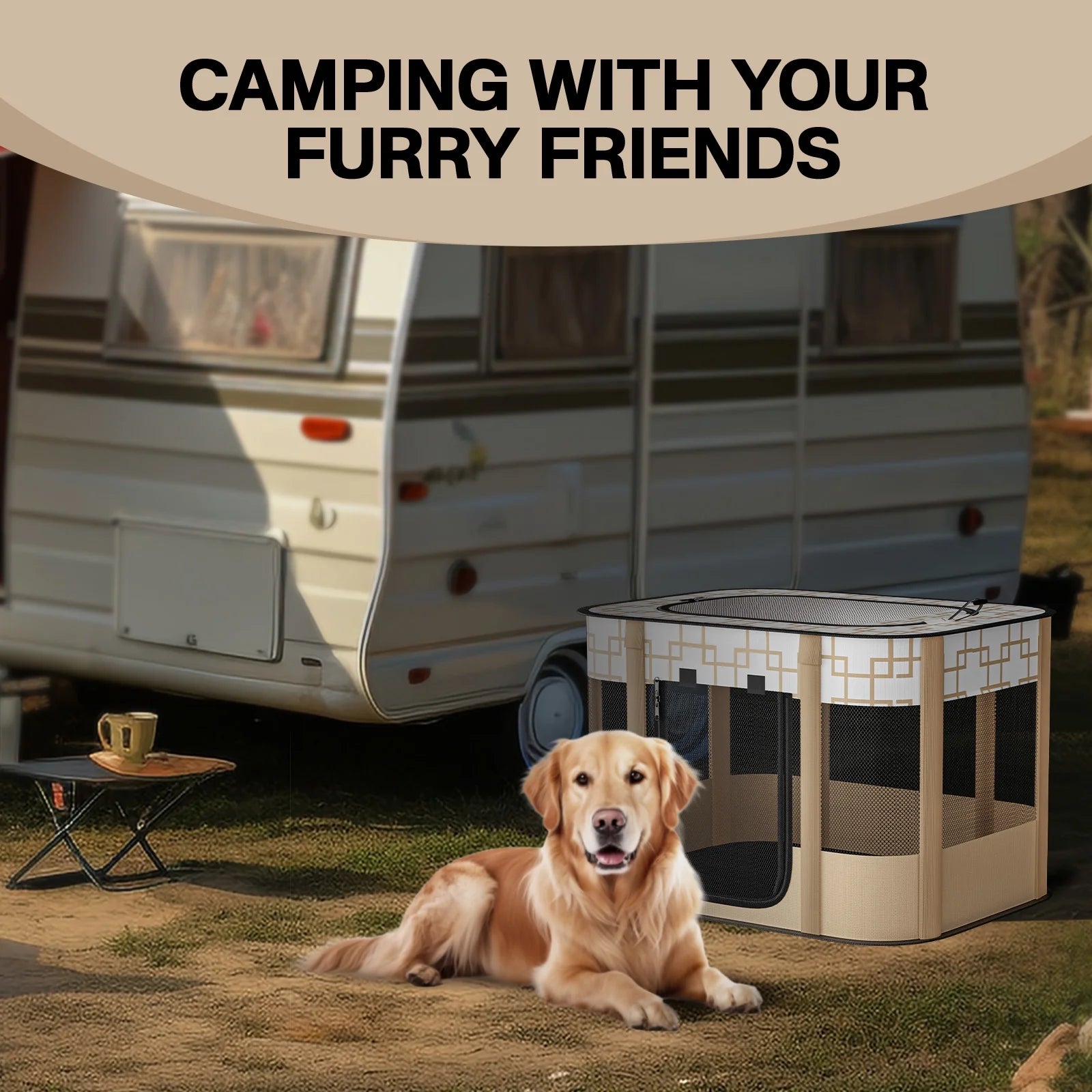 Foldable Pet Playpen with Removable Shade Cover Q2598