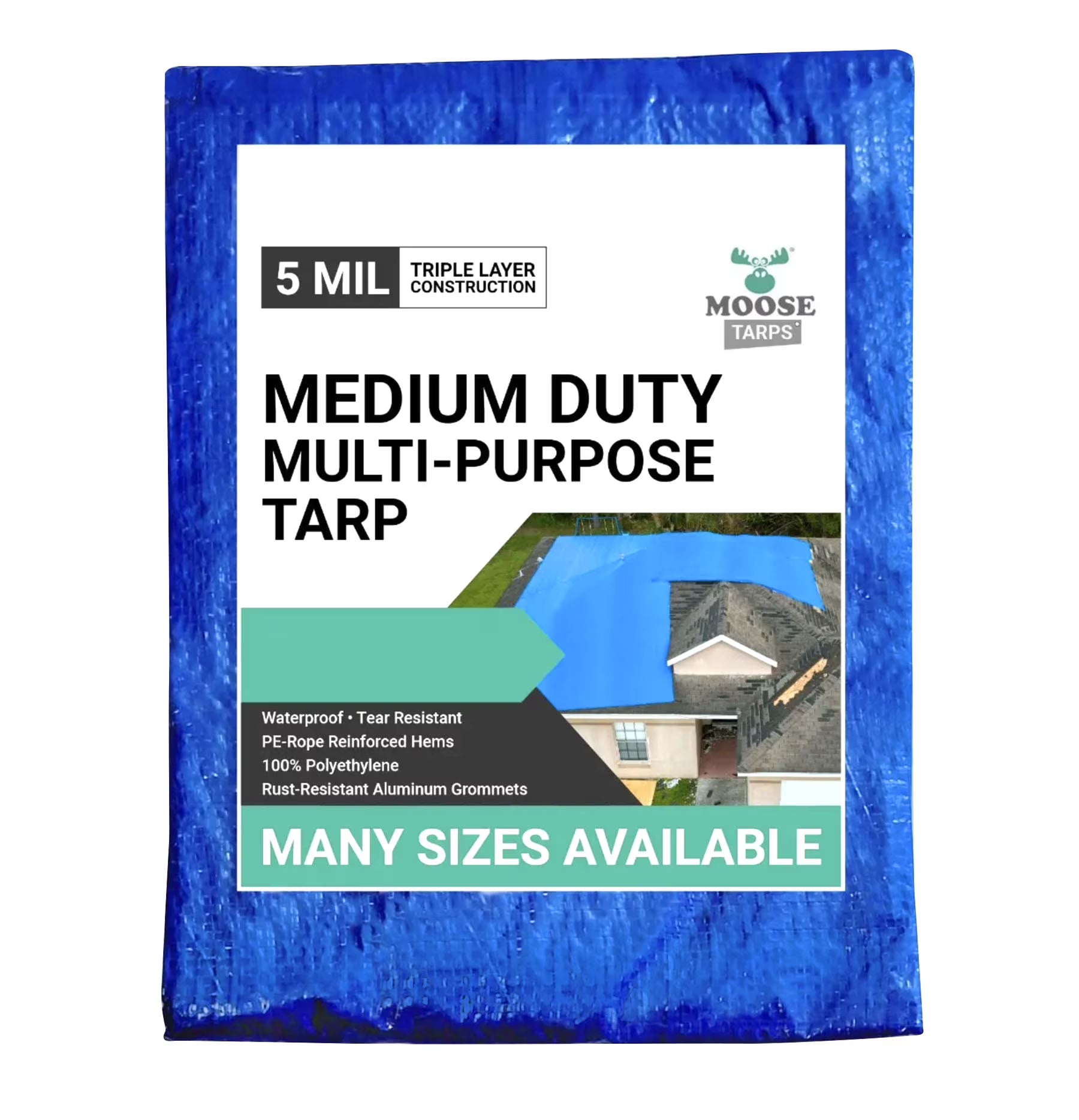 15' x 15' Waterproof Blue Poly Tarp with Grommets C429812