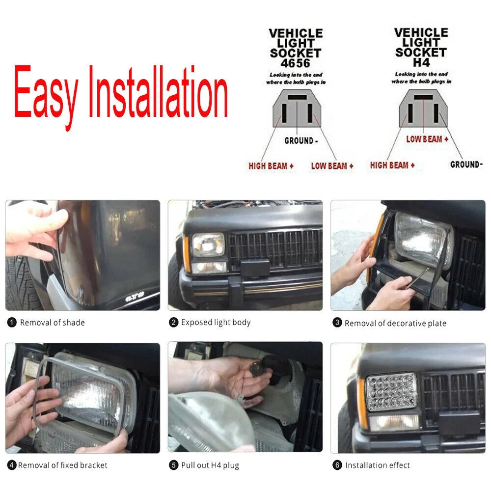 7x6" LED Headlights Hi-Lo Beam for Nissan Pickup G3694