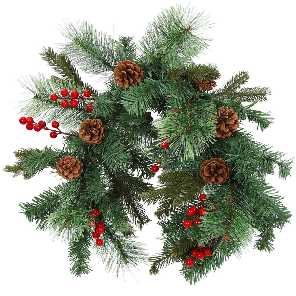 35" Artificial Pine Cone Mailbox Garland with Red Berry T620