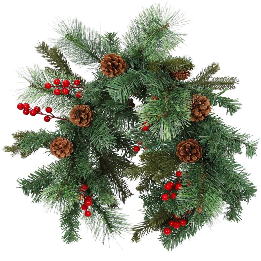 35" Artificial Pine Cone Mailbox Garland with Red Berry T620