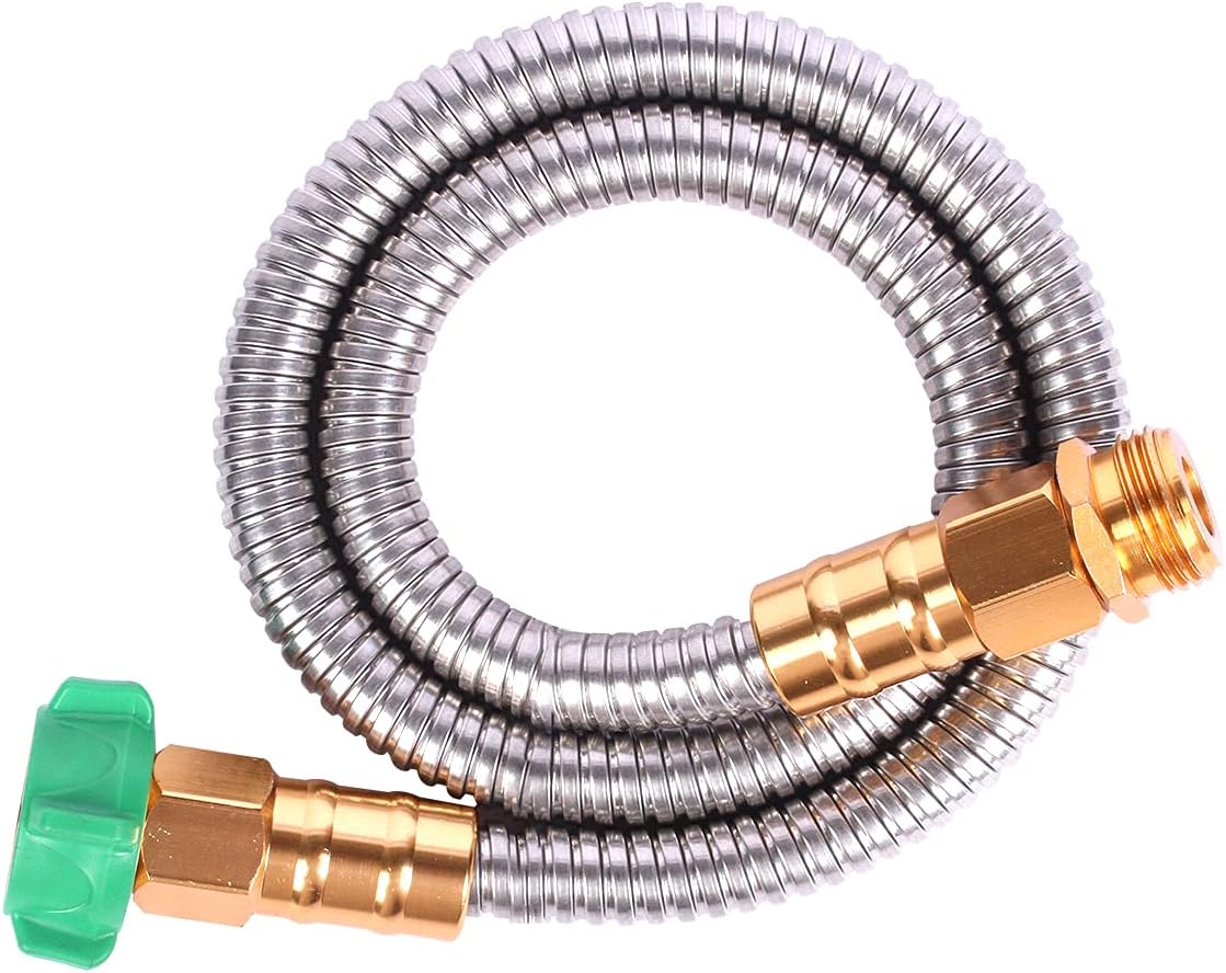 Metal Garden Hose 100 Ft Flexible Stainless Steel Water Hose with High Pressure Nozzle, Pack of 2 H697