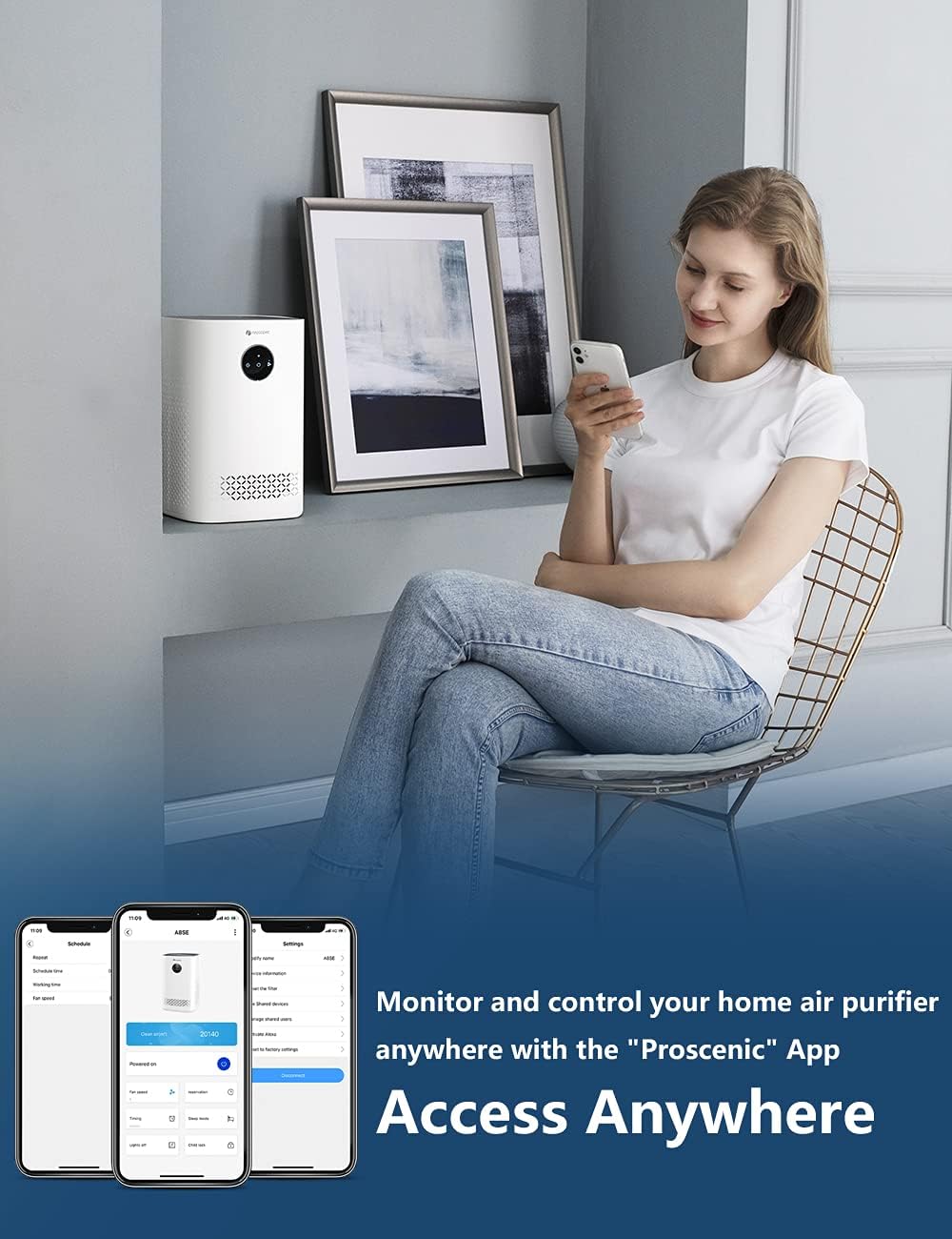 A8 SE Air Purifier, H13 True HEPA Filter, CADR 200 m³/h, App Control, 28 dB O305969