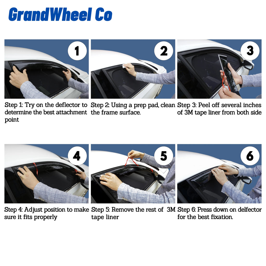 Smoke Tinted Tape-On Side Window Vent Visor Deflectors Rain Guards 4pcs F624