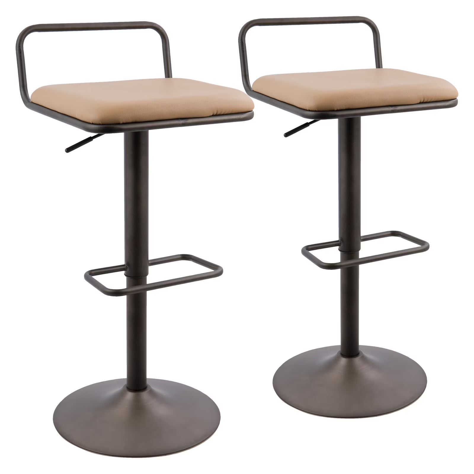 Antique Camel Faux Leather Barstool Set Of 2 C618