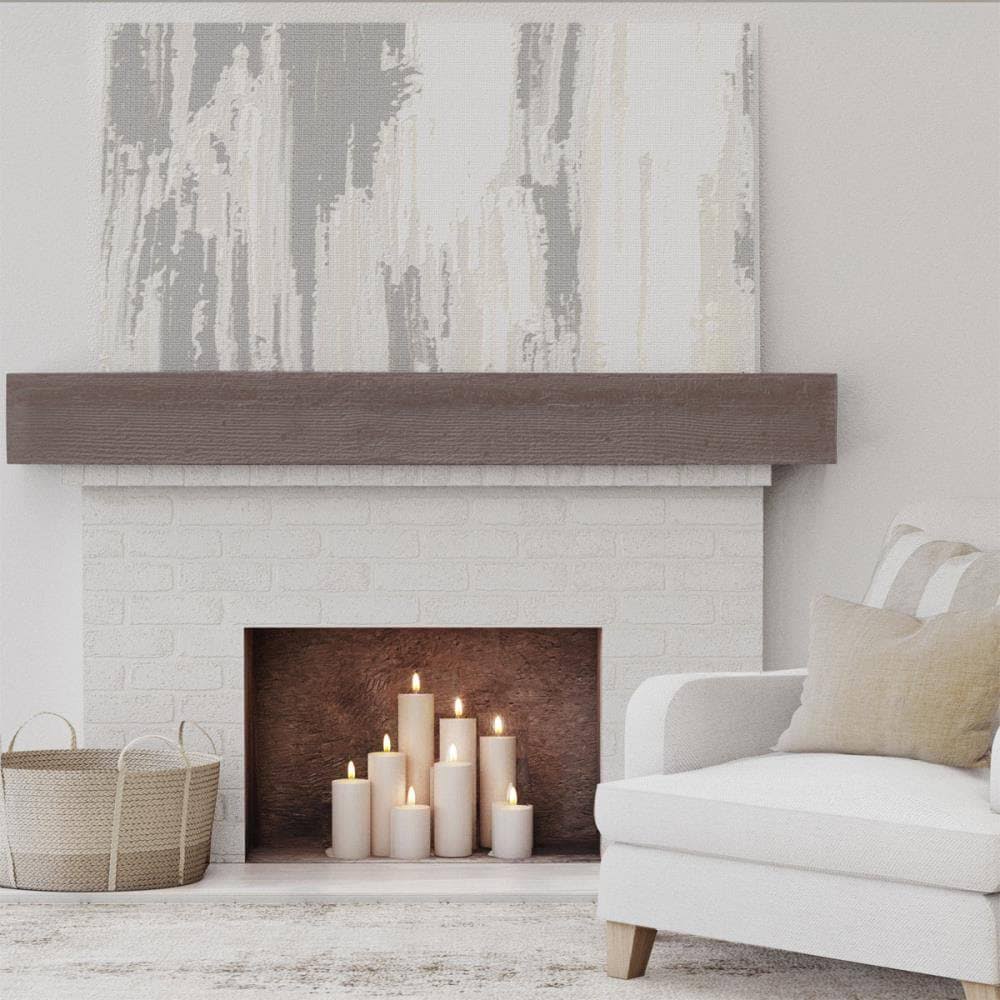 Rough Sawn Faux Wood Fireplace Mantel, Aged Pecan B6670