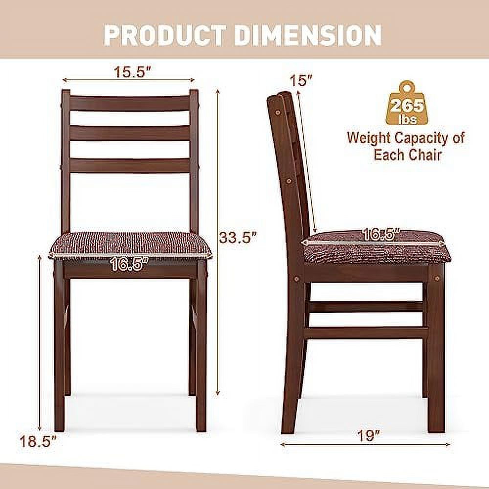 Walnut Wooden Dining Chairs Set of 2 with Padded Seat Q97161