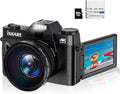 48MP 4K Digital Camera with 3.0 Inch 180° Flip Screen WiFi Camcorder with Wide-Angle Lens and 32GB Memory Card U55959