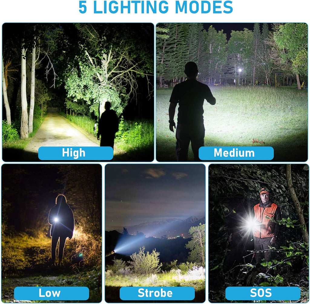 Rechargeable LED Tactical Flashlight, 120000 Lumen, Type-C Fast Charge, IPX6 Waterproof C719
