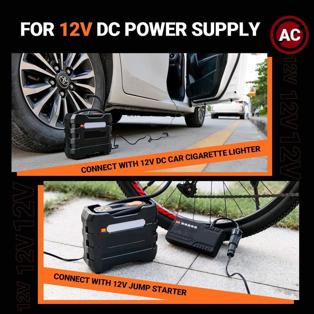 Orange 2Pcs Portable Car Tire Inflator Air Compressor J575688