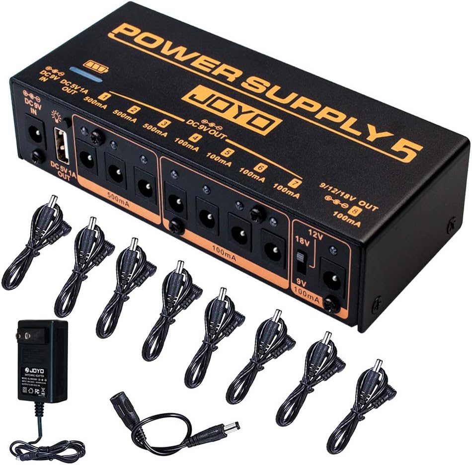 Guitar Effect Pedal Power Supply 8 Outputs 9V 12V 18V 5V/1A USB Port Pack of 2 Y4335