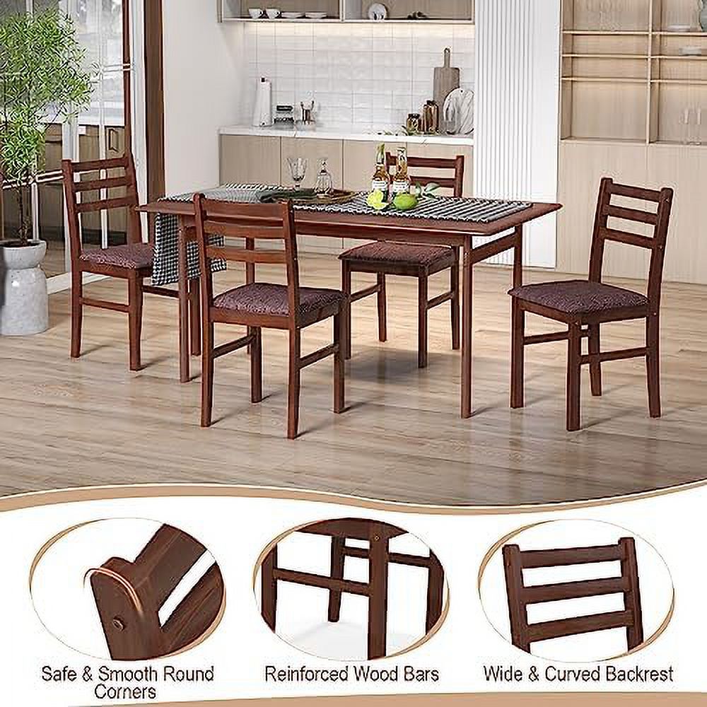 Walnut Wooden Dining Chairs Set of 2 with Padded Seat Q97161