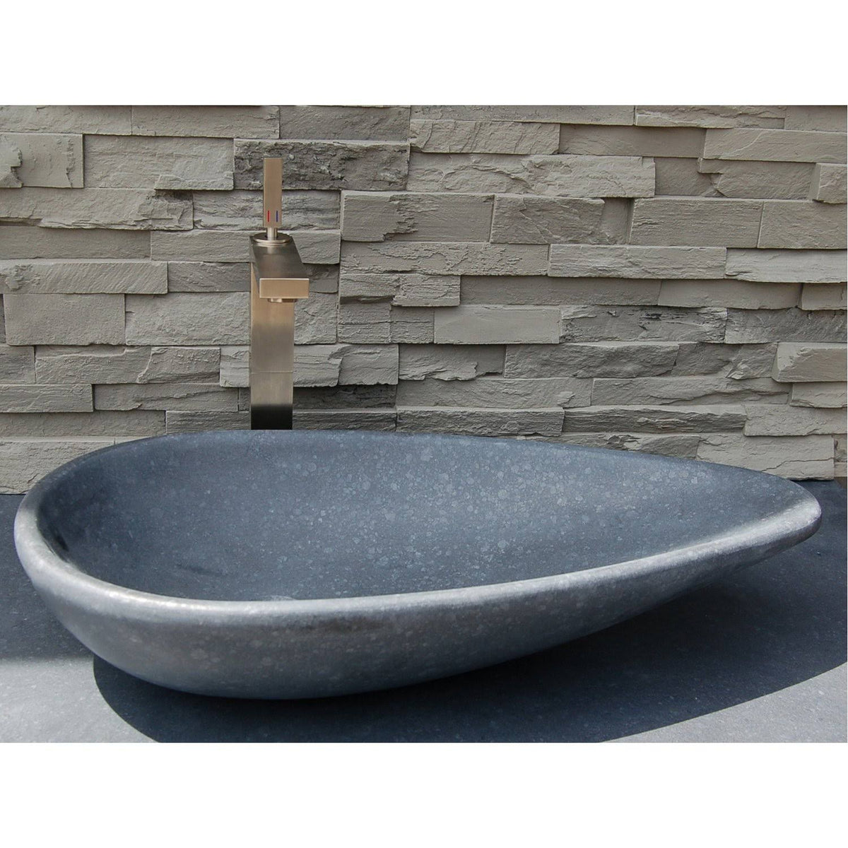 Honed Black Basalt Vessel Sink U7735