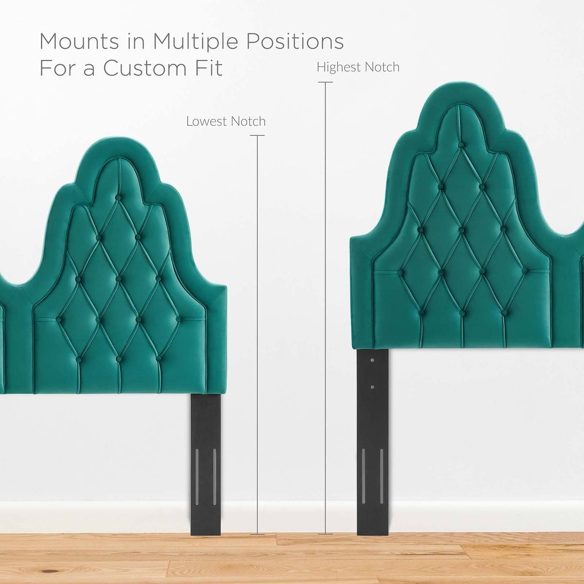 Tufted Teal Performance Velvet Twin Headboard S32044