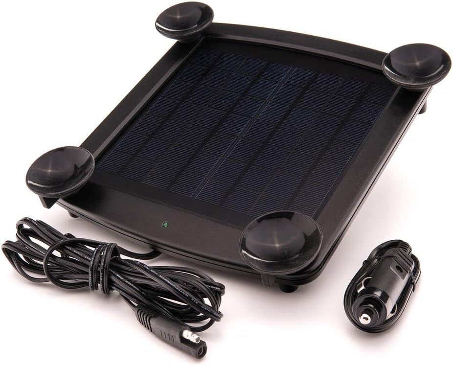 5 Watt Solar Battery Charger 12V Weatherproof with Windshield Mount and Cigarette Adapter, Pack of 2 K48738