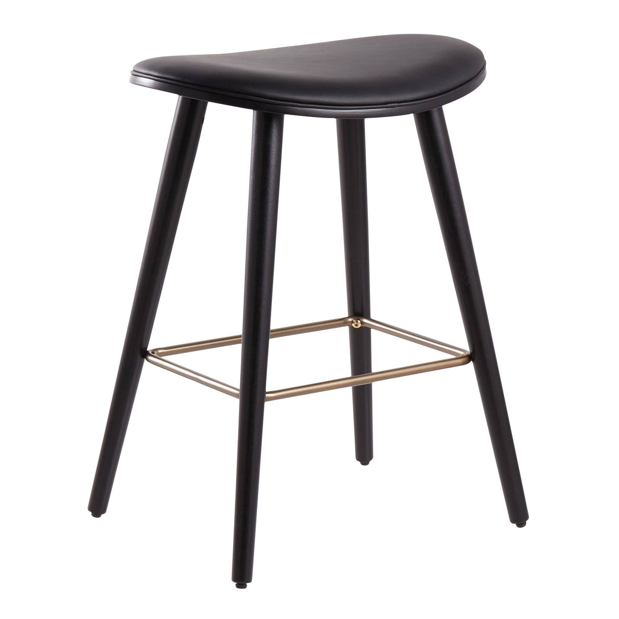 Saddle Walnut and Black Leather Counter Stool Set of 2 T890462