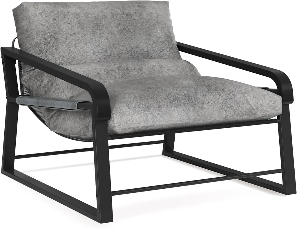 Gray Upholstered Accent Arm Chair with Metal Frame Q820527