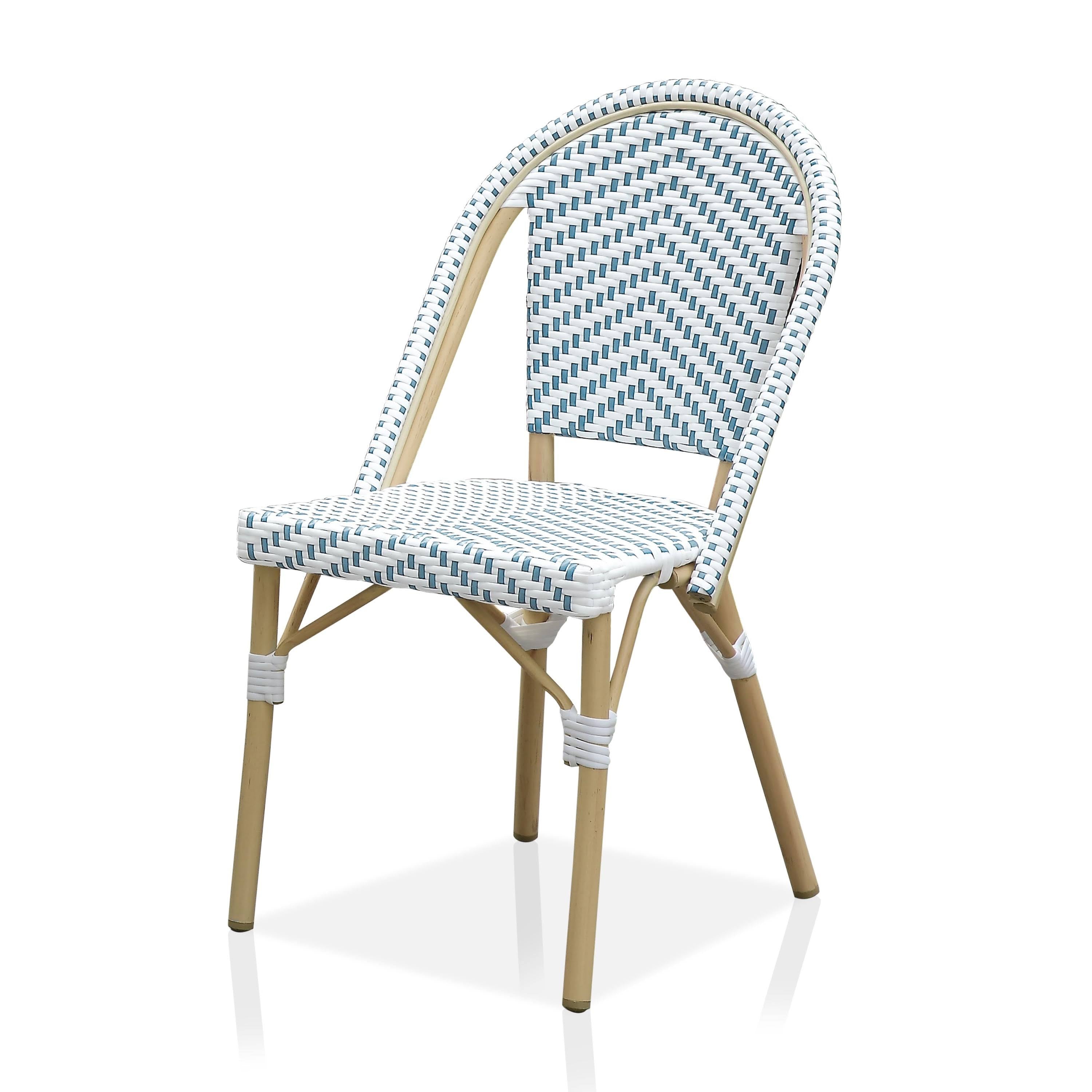Natural Tone Patio Bistro Chairs (Set of 2) - Blue & White R16327