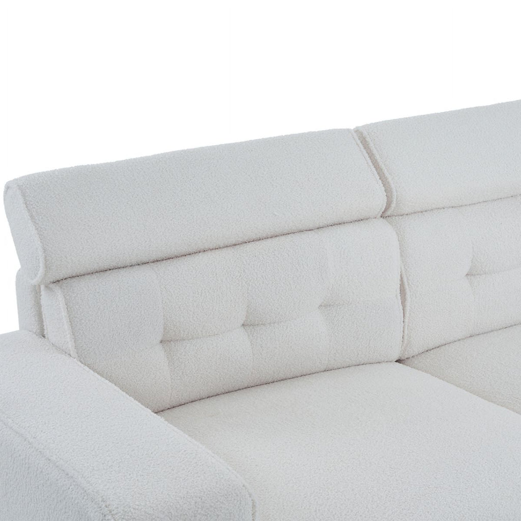 Off-White Teddy Velvet 2-Seat Sofa Bed with Detachable Armrests D263660
