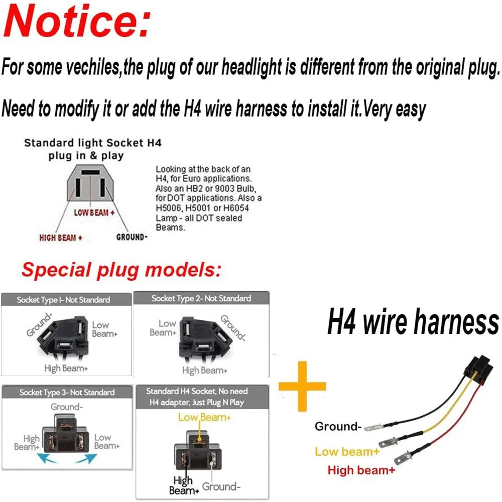 7x6" LED Headlights Hi-Lo Beam for Nissan Pickup G3694