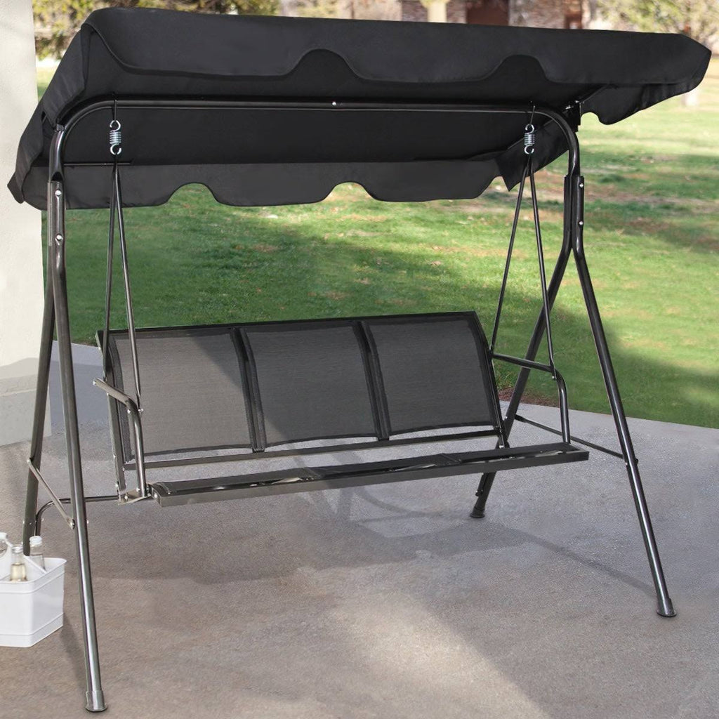 Black/Brown Outdoor Patio Swing Canopy Bench Chair Q531