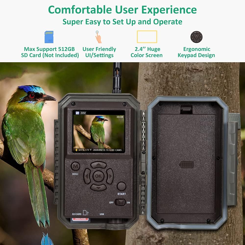 Trail Camera Wi-Fi 32MP 1296P Night Vision IP66 Waterproof Z672437