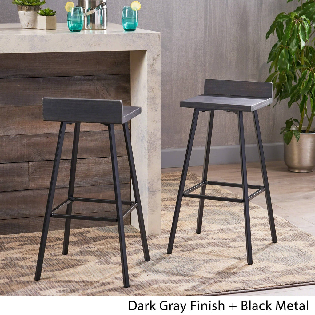 Dark Brown Bar Stool Set of 2 Q232
